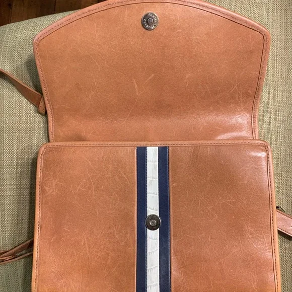 Brahmin Jacquelyn Tan Brown Embossed Leather Shoulder Bag